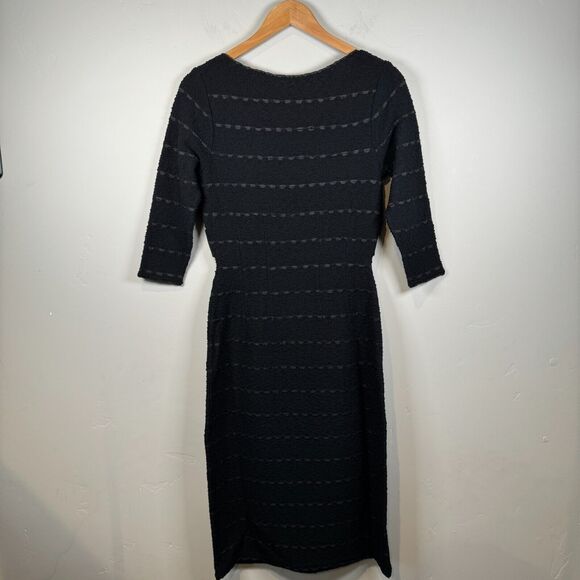 Vintage 1940s Knit Dress Black Boucle Hand Loomed‎ Snyderknit Size Small? - Picture 2 of 12
